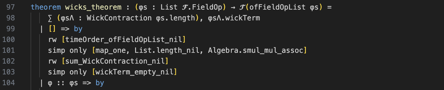 Screenshot of Wick's theorem implementation in PhysLean